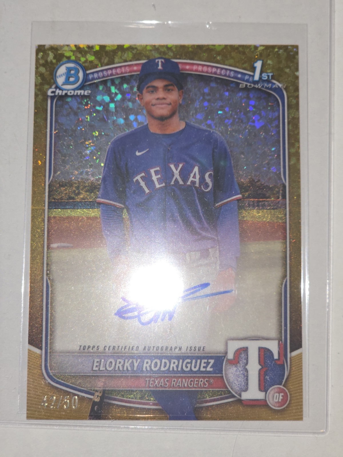 2025 Elorky Rodriguez  Bowman Chrome Gold Mini Diamond 1st Bowman Auto 42/50
