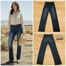 Ariat 33" Vaqueras Azul de Tiro Ultra Alto Pierna Recta Mujer Talla 28/26 