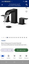 Furuisi Black Widespread 2-handle waterfall bathroom faucet WB-03032B