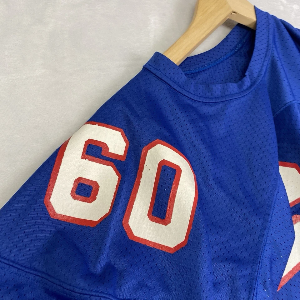 Vintage Champion #60 Football Jersey Blue Red White USA Made Mesh Ercoli Large - Image 4 of 4