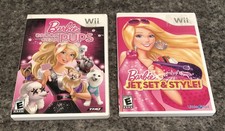 (2) Barbie: Jet, Set & Style & Barbie: Groom & Glam Pups Nintendo Wii Game LOT