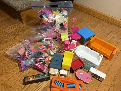 Huge Lot of Vintage & Modern Barbie Doll Clothes Accessories Furniture
