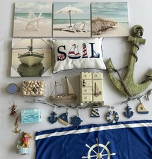 Coastal Decor Mixed Lot of 16 Misc. Items Nautical Theme Beach House Decorations