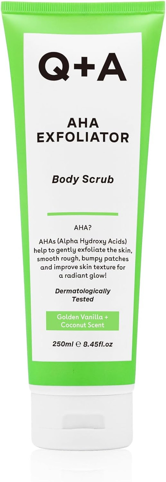 Q+A AHA Exfoliator Body Scrub (250Ml), Exfoliating Body Scrub with AHA and Lacti