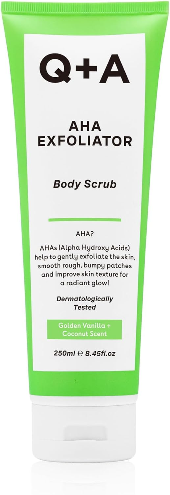 Q+A AHA Exfoliator Body Scrub (250Ml), Exfoliating Body Scrub with AHA and Lacti