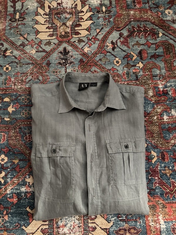 Armani Exchange Men’s Size Medium Long Sleeve Button Down 100% Linen Shirt