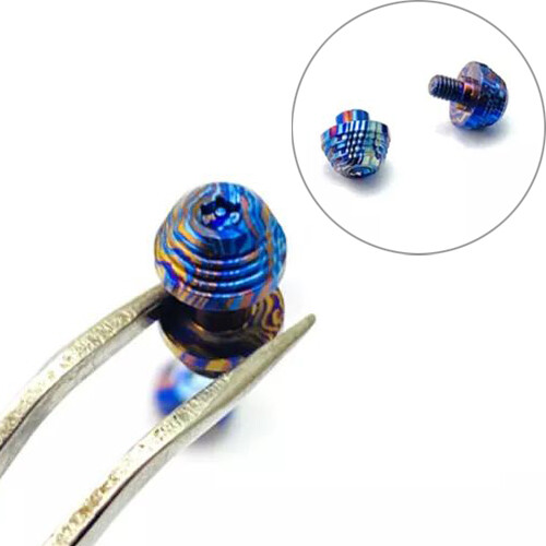 1PC Titanium Damascu Thumb Stud Push Screws Button for Demko AD20