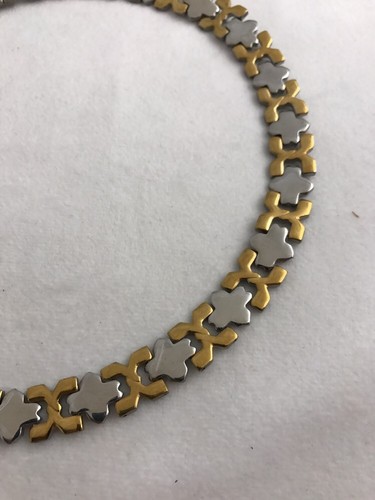Collana maglia lucida bicolore in acciaio inox 1/2" x 18" - Foto 2 di 9