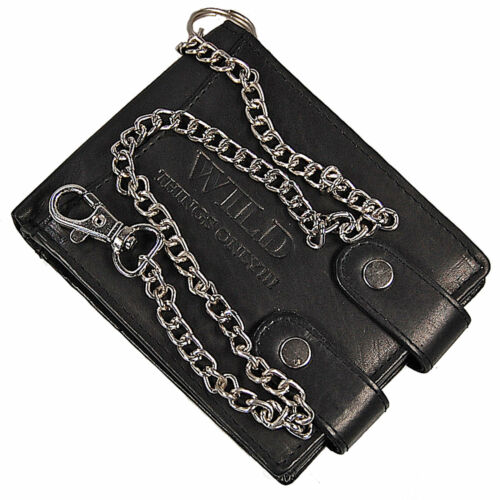 Wild Herren Geldbörse Leder Biker Brieftasche mit Kette Portemonnaie Geldbeutel - Bild 5 von 22