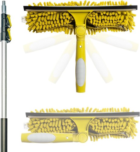 Effortless Window Cleaning Kit with 5-12 ft Telescoping Pole & Chenille Scrubber - Picture 3 of 10