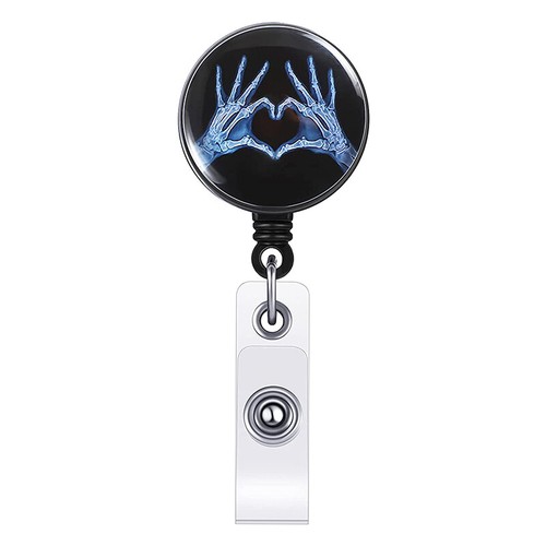 X-Ray Hands Retractable Reel Clip Badge Holder ID Card Key Ring Carabiner Decor - Picture 14 of 16