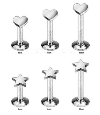 4mm Length Tragus 16G Surgical Steel Labret Top With CZ Gem - Internal Threaded Replacement Piece Piercing Supplies