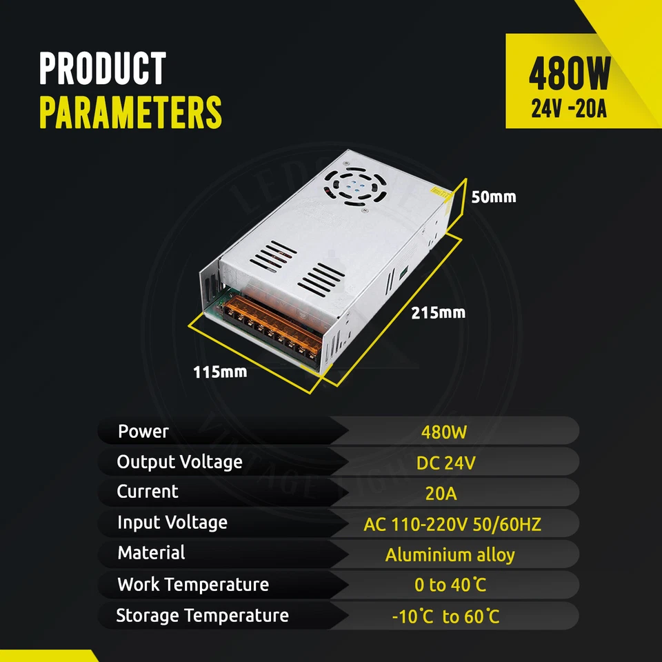 AC240V - DC5/12/24V 15-720W IP20 LED Driver Switch Power supply Transformer PSU - Image 3 of 4