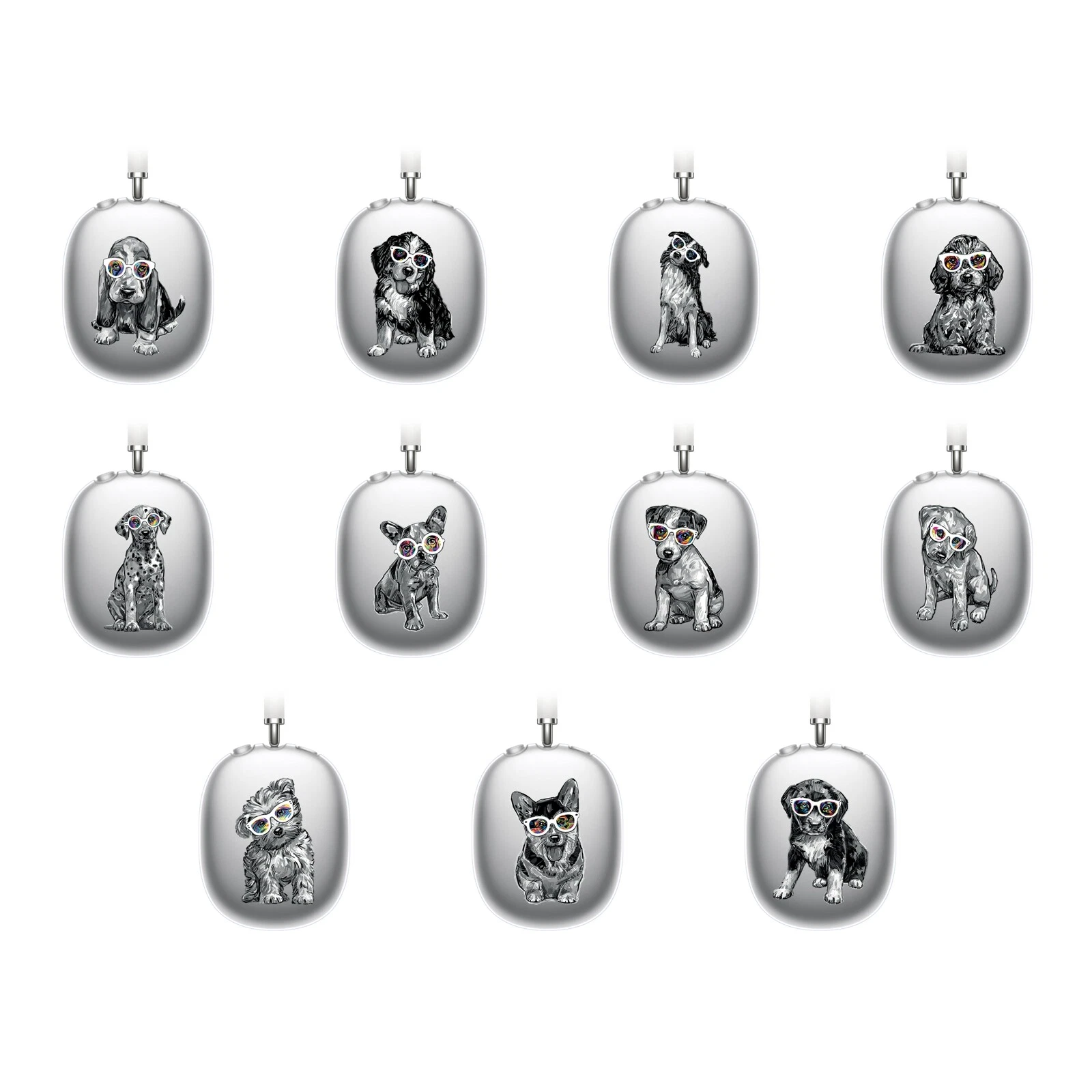 OFFICIAL P.D. MORENO BLACK AND WHITE DOGS SOFT GEL CASE FOR APPLE AIRPODS MAX