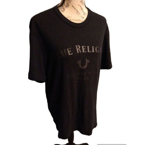 True religion black rhinestone medium  shirt - Picture 1 of 9
