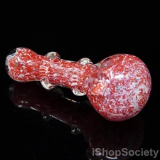 4" Confetti Frit Snow Tobacco Smoking Pipe Thick Collectible Glass Pipes - P648A