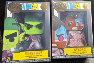 Funko Pop! Big Pin DC 2: Teen Titans - Beast Boy, And Cyborg. Best Buds Bundle.