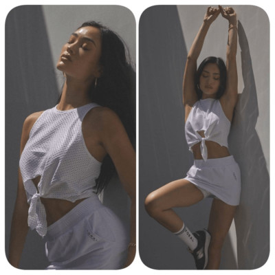 Koral Mayra Front Tie Netz Muscle Tank - White Sz s
