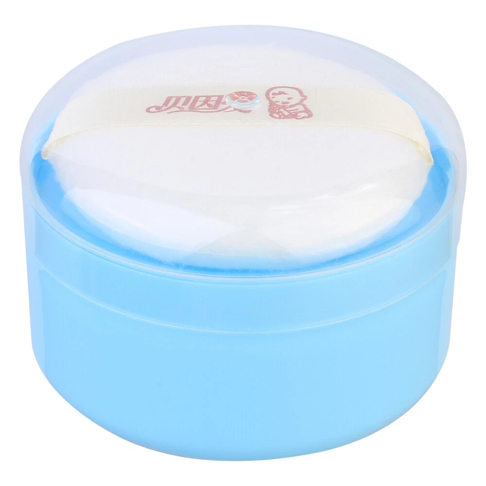 Powder puff container outlet