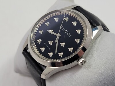 時計 GUCCI Timeless Gucci G-Timeless SWISS Automatic Black Dial Leather Strap Men's