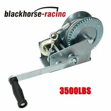 3500lbs Dual Gear Hand Winch Hand Crank Manual Boat ATV RV Trailer 33ft Cable