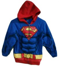 DC Comic Superman Zipper Hooded Muscle Sweater Boy's Size 14