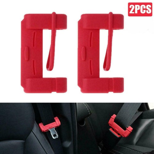 2 cinturón de seguridad de silicona roja para asiento de automóvil hebilla con clip antiarañazos | eBay