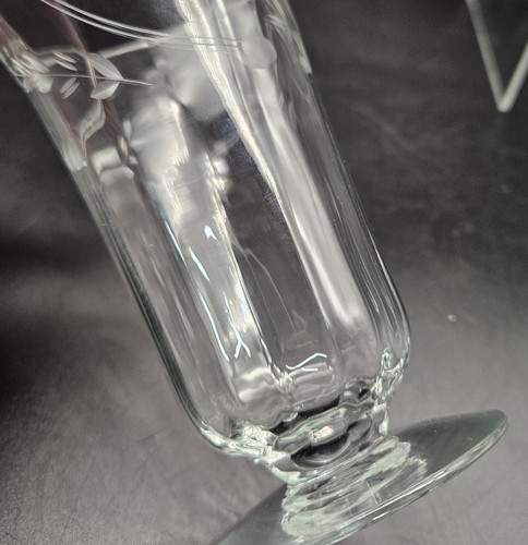 Set of 4 Vintage Engraved Floral Paneled Parfait Iced Tea Water Glasses 10 oz - Picture 16 of 19