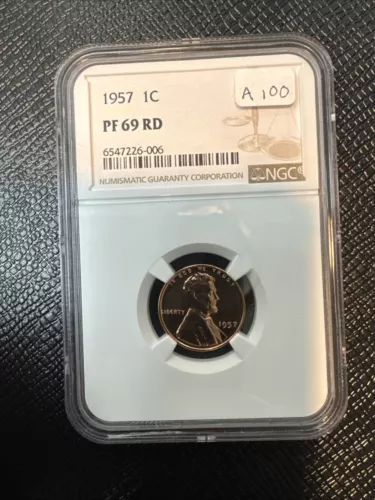 1957 Proof Lincoln Cent certified PF 69 RD by NGC