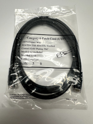 CAT 6 Patch Cord (UTP) 100% Copper Wire Molded Strain Relief 5 FT 10 PACK #210
