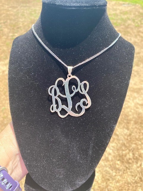 Huge Vintage Sterling Silver Monogram 9.25 Pendant