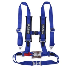 2'' 4-Point Adjustable Seat Belt Latch&Link Safety Harness w/Shoulder Pad Blue