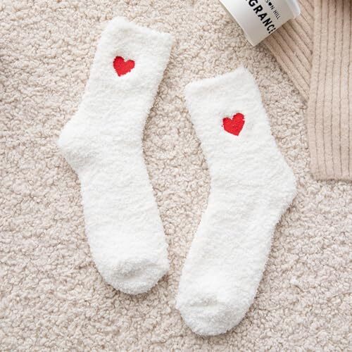 Fuzzy Socks Heart Shaped 3,6 Pairs Winter Cozy Warm Socks for 10 6pairs-white - Picture 5 of 7