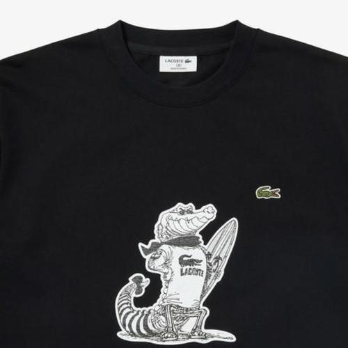 LACOSTE x One Piece Crocodile Surf T-Shirt Black US M Men's Anime