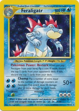 Pokemon Feraligatr Holo No. 160 PSA 9 Mint Neo Genesis Japanese