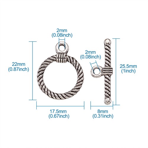 1 bag/20set Tibetan Style Alloy Toggle Clasps DIY Jewelry Findings Mixed 4 Color - Picture 2 of 7