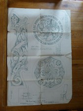 1896 Der Schnitzer Designer Hocker Plan Blatt Henry K Kuchmann Arts & Craft