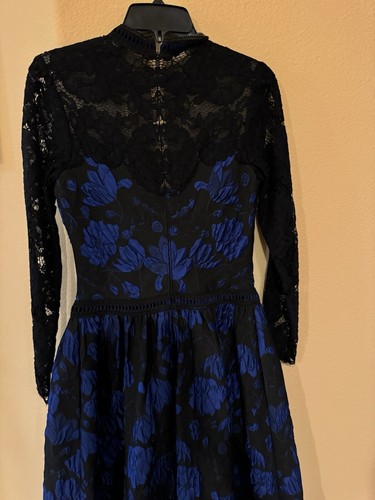 Nwt Tadashi Shoji Lace Bodice Long Gown Size 4 Evening Dress Midnight Blue - Picture 15 of 23
