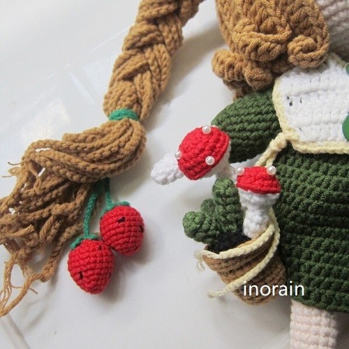 Crochet Amigurumi Cute Plush Doll Mushroom Girl Metal Frame Kiss Lock Bag Purse - Picture 8 of 11