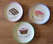 Boston Warehouse "Dessert Excuses" Cake Plates Set Of 3  2002 Nancy Green EUC