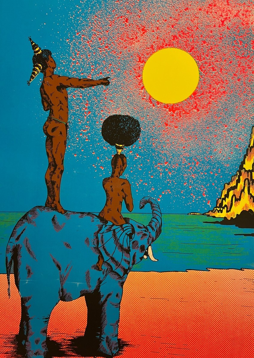 1972 ZINDER Pro-Arts another AFRODELIC Blacklight Poster AFRO