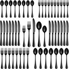 60 PCS Black Silverware Stainless Steel Flatware Cutlery Set Fits 12 Person