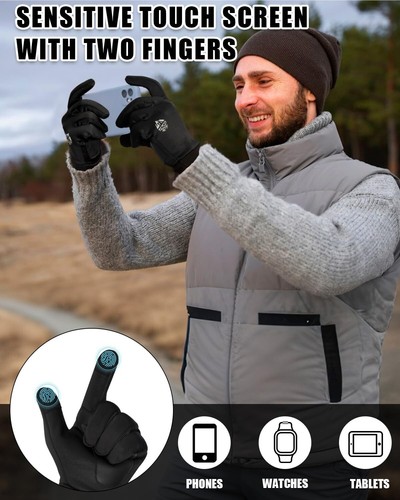 Adjustable Cold Weather Gloves with Thermal Insulation & Water-Repellent Design - Picture 6 of 8