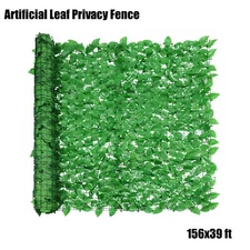156x39" Artificial Faux Laurel Leaf Privacy Fence Panel Screen Hedge Light Green