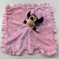 Disney Baby Minnie Mouse Lovey security blanket satin Trim polkadot pink Crinkle
