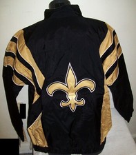 NEW ORLEANS SAINTS NFL Starter Half Zip Pullover Jacket BLACK  TAN S M 2X
