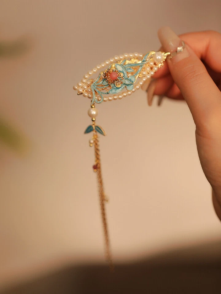 Exquisita pinza para el cabello de oreja lateral de alta gama con borlas accesorios para el cabello azul quemado Foto 3 de 4