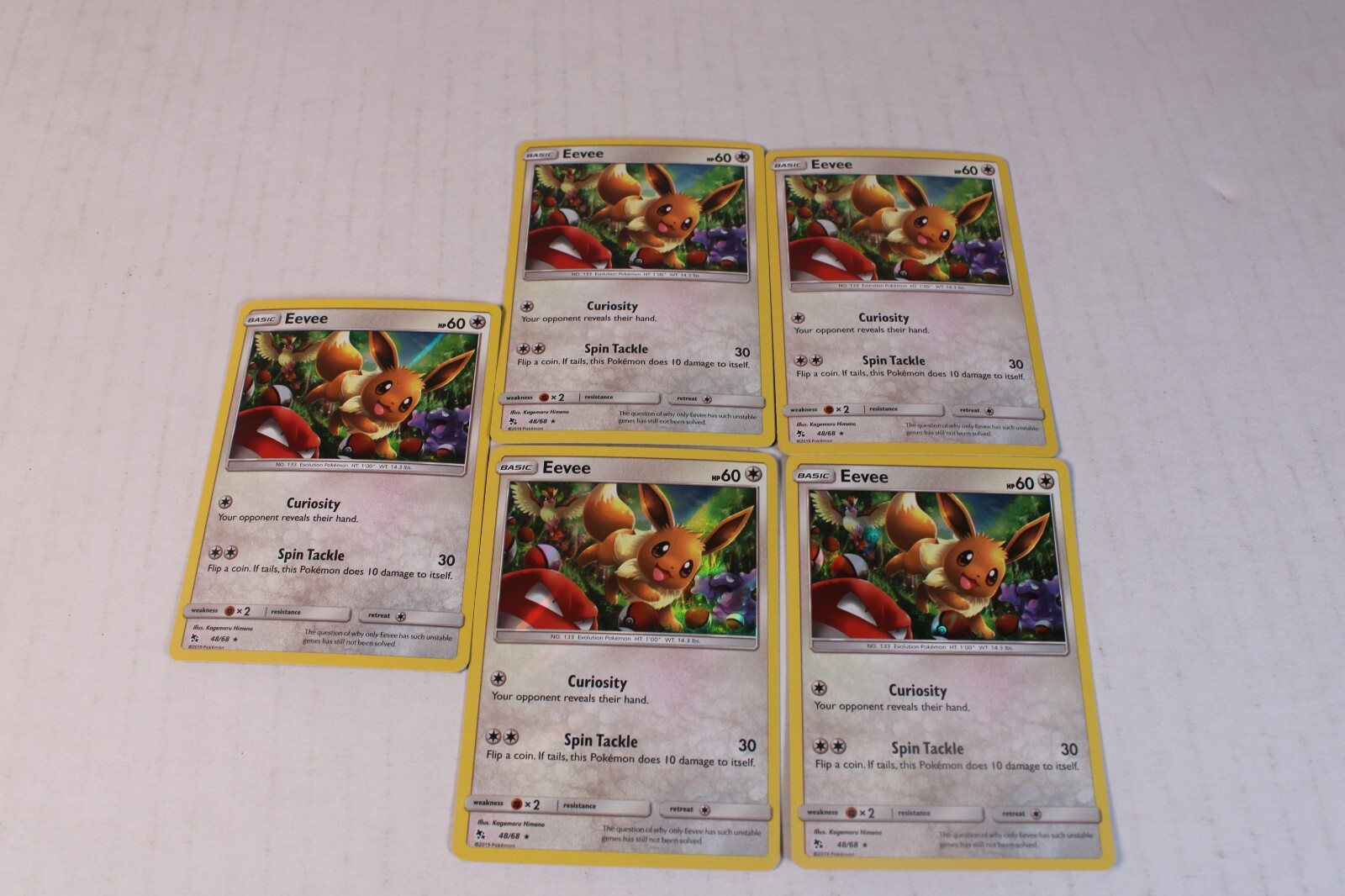 5x Eevee Holo Rare 48/68 NM Condition Hidden Fates Pokemon TCG Card