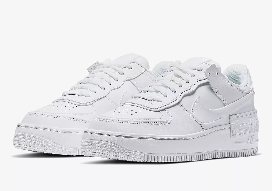 Nike Air Force 1 AF1 Shadow Triple White Sneakers CI0919-100 Womens Size