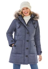 Woman Within Women's Plus Size Heathered Down Puffer Coat